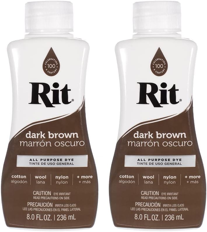 Rit Dye Multi-Purpose Liquid 8 OZ. | Great for Clothing, Accessories, Décor, and Much More | 2-Pack, Dark Brown